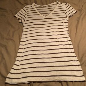 Cream striped v neck
